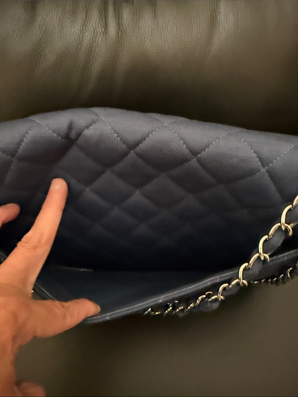 Chanel blue jersey single jumbo flap bag - Picture 5 of 14